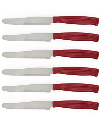 Excelsa Rainbow Set 6 Coltelli Da Tavola Seghettati, Acciaio Inox, Rosso
