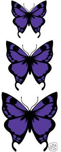 3 x Purple Butterfly Vinyl Stickers,Cars,Window,Graphic
