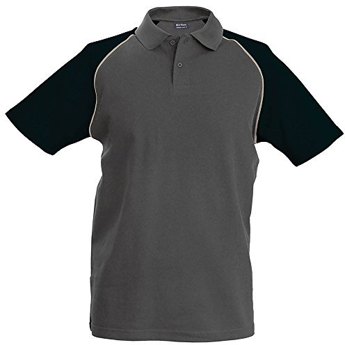 Kariban Mens Contrast Baseball Polo Shirt (XL) (Slate Grey/Light Grey/Black)