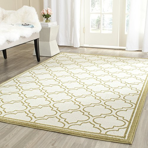 SAFAVIEH Amherst Collection Accent Rug - 4' x 6', Ivory & Light Green, Moroccan Geometric Design, Non-Shedding & Easy Care, Ideal for High Traffic Areas in Entryway, Living Room, Bedroom (AMT412A)