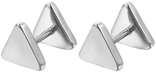 Flongo Edelstahl Gestüt Stecker Ohrringe Ohrstecker Silber Dreieck Fake Plug Piercing Herren,Damen