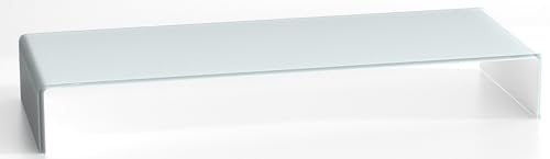 DURATABLE® Bildschirmständer aus Glas in Superweiß 800 mm x 300 mm x 130 mm Glastisch LCD Tisch Aufsatz Fernsehtisch