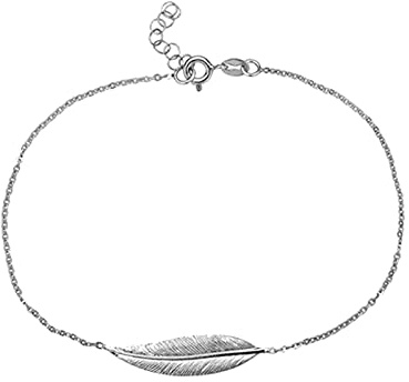 Chaîne/bracelet de cheville avec plume en argent sterling 925, de très grande taille : 22,9-25,4 cm, pour femmes 92087-9.