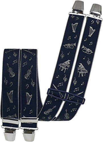Harrys-Collection Edler Hosenträger mit Musikinstrumenten!, Farbe:marine