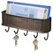 iDesign Twillo Organizador de llaves de pared con bandeja para cartas, ganchos para la pared del pasillo de metal y plástico, color bronce