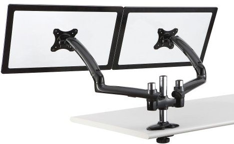 Mount-It! MI-4312 Soporte de escritorio para monitor LCD doble articulado totalmente ajustable para Samsung, Sharp, Element, Insignia, ViewSonic, Acer, Dell, HP, LG, 13, 14, 15, 17, 19, 19, 22, 24, 27