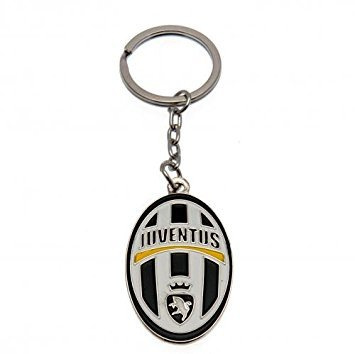 Juventus F.C. Crest Keyring - metal crest key ring- approx 40mm x 30mm- on a header card- Official Football Merchandise
