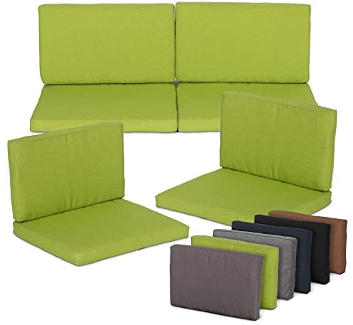 Beo Lounge Auflagen Set Monaco | 8 Outdoor Kissen wetterfest & wasserabweisend | Sitzpolster Rattanmöbel mit Reißverschluss | Passend für Allibert Lounge-Möbel | Polster groß in Grün