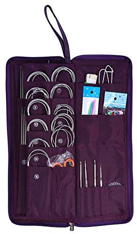 Häkelnadel Hülle Stricknadeln Set 104-teiliges Handarbeitsset mit geraden, runden Stricknadeln, Häkelhaken, weitere Handarbeitsutensilien