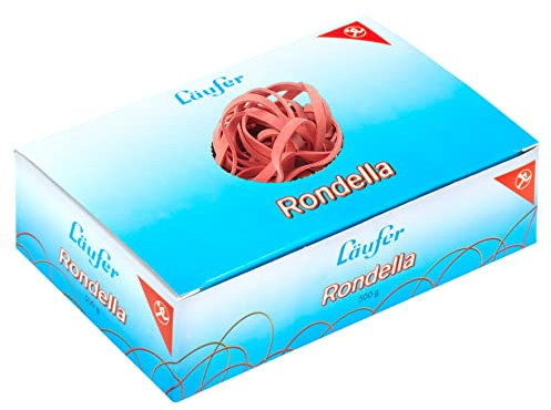 Läufer 51842 Rondella Gummibänder 80 x 4 mm, Durchmesser 50 mm, 4 mm breite Gummiringe, 500 g Schachtel, rot