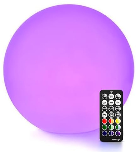 LOFTEK 12-inch LED Light Ball, Rechargeable Waterproof Globe Lamp w/Remote