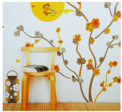 alles-meine.de GmbH 65 TLG. Set XXL Wandtattoo Japan Blumen Blüten - Wandsticker Bild Ranken Aufkleber Wandaufkleber - selbstklebend für Wohnzimmer und Kinderzimmer Deko Sticker