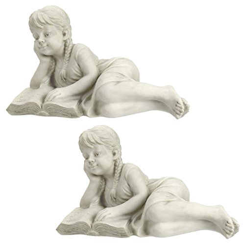 Design Toscano Gartenfigur „Lesende Rebecca“: 2er Set, mehrfarbig, 21,5 x 45,5 x 24 cm, SH9380388