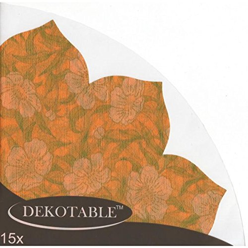 DEKOTABLE ™ Japan Servietten, orange m. Blumen, Tulpenform, 15 Stück