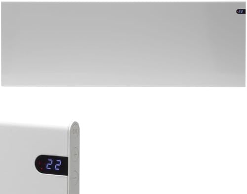 Adax Neo Electric Panel Heater/Convector Radiator With Timer, Thermostat, Modern, Slimline, Wall Mounted, White, 1400W