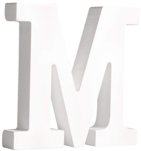 Rayher 62664000 MDF- Buchstabe M, weiß, 11 cm, Stärke 2 cm, 3D-Buchstaben Holz, Holz-Buchstaben groß