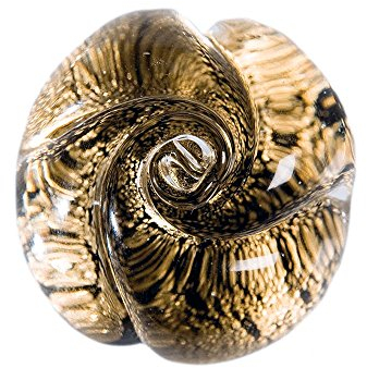 Anillo rosa de cristal de Murano Negro con pan de oro 100% original italiano Handcraft
