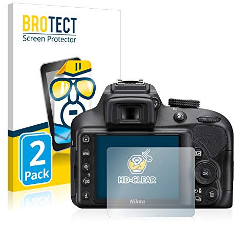 BROTECT (2 Stück Schutzfolie für Nikon D3400 Displayschutz Folie Ultra-Klar