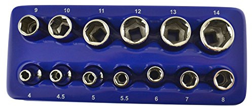 13pc 1/4 Drive XI-ON sockets Metric 4mm - 14mm Suitable for Rounded Nuts AT064