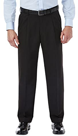 Haggar - Mynx Gabardine, Mynx Gabardine - Pantaloni a Pieghe nascosti, in Vita Elasticizzata, vestibilità Classica Uomo