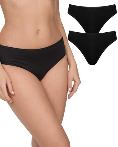 Nur Die 2er Pack Mini Slip Mehrfarbig aus Baumwolle Stretch Unterwäsche Unterhosen Basic Mehrpack Damen, schwarz, S