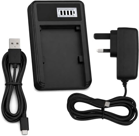 Mains Battery Charger for Panasonic Lumix DMC-FT1, DMC-FT2, DMC-FT3, DMC-FT4, DMC-FS30, DMC-FS33, DMC-FS42, DMC-FS62, DMC-FX48, DMC-FX550 and DMC-FX580 Digital Camera - For DMW-BCF10 Battery