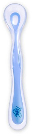 Nûby Cuillère avec Bord Doux en Silicone Bleu 4+ Mois
