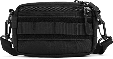 Huntvp Kleine Molle Tasche Taktisch Utility Pouch EDC Zusatztasche Militär Pouch Mini Werkzeugtasche für Rucksack Multifunktional Schultertasche Crossbody Umhängetasche - Schwarz