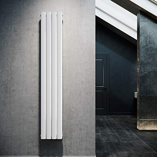 ELEGANT Design Flach Heizkörper 1800x308mm Weiß Paneelheizkörper Vertikal Mittelanschluss Doppellagig