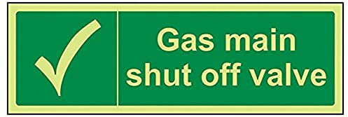 Vsafety 23027 ax-g principale ha spento valvola a gas Safe condizioni generali Sign, Glow in the Dark, 1 mm, plastica orizzontale, 300 mm x 100 mm, verde