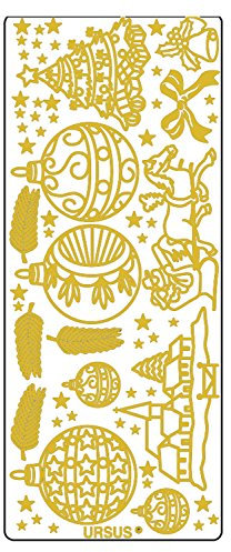 Ursus 59300063 - Kreativ Sticker, Weihnachten, 5 Blatt, gold