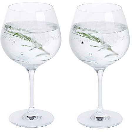 Dartington Crystal Glitz Gin and Tonic Copa Glass, Pair | Glitz Copa Glass | 210mm | 61cl | Embellished with Sparkling Crystal Elements| This Round Bowl Allows Plenty of Room for ice | Gift