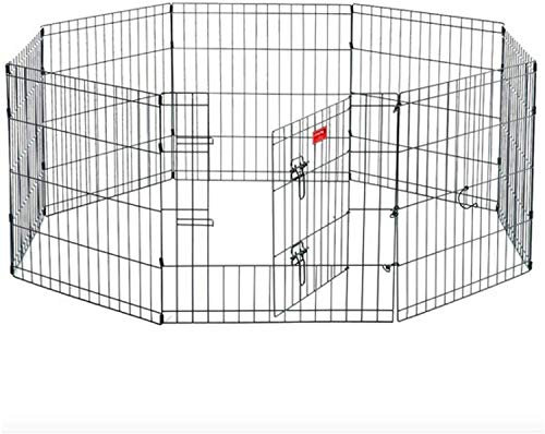 HYGRAD® 8 Panel Wire Metal Pet Dog Small Animal Cat Exercise Playpen Fence Enclosure Cage Den X Large 36 Inches Foldable Metal Dog and Pet Exercise Playpen - With door