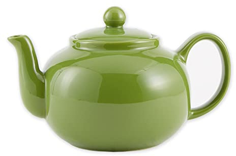 RSVP International Stoneware Teapot Collection, Microwave and Dishwasher Safe, 42 oz, Green