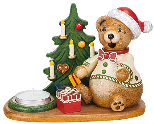 Hubrig Teddy mit Teelicht, Neuheit 2015: Originale Holzkunst, Teddybär, Holzfigur, Teddy, Grau, Neutral