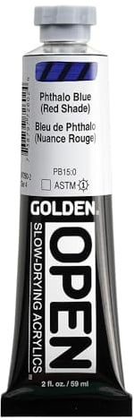OPEN Slow-Drying Acrylics by GOLDEN, Phthalo Blue/R.S., 2 fl oz. tube, Professional Acrylic Paint, Transparent