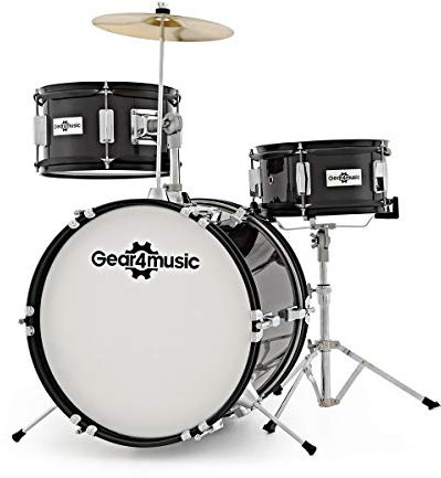 Akustik Junior Drum Kit 3-teiliges Kinderschlagzeug für Kinder 5-10 mit Snare Bass Tomtom Becken von Gear4music