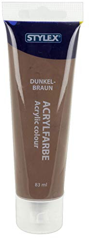 Stylex 28688 - Acrylfarbe auf Wasserbasis, 83 ml Tube in dunkelbraun, matt, hohe Deck- und Farbkraft, lichtbeständig, schnelltrocknend und wasserfest