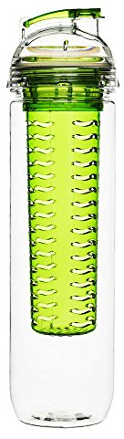 Sagaform 5017478 Trinkflasche mit Früchteinsatz, Kunststoff, 7 x 7 x 28 cm, transparent/grün