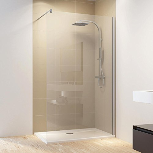 Schulte EP120100 41 500 Duschwand MasterClass Walk In M6, 100 x 200 cm, 6 mm Sicherheitsglas klar hell fixil beschichtet, chromoptik, Montage auf Duschwanne oder Fliese