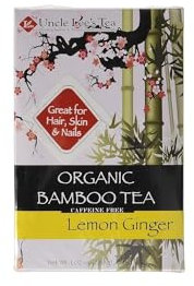 Uncle Lee's Organic Tea, Bamboo Lemon Ginger – Delicate & Refreshing Brew, Naturally Caffeine Free, Great for Hair, Skin & Nails, 18 Tea Bags