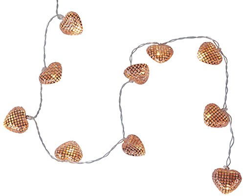 Star LED-Lichterkette Net Hearts,10 warmweiß LED, kupferne Herzen, Länge 0,9 m, Timer, Batterie Sichtkarton 726-81