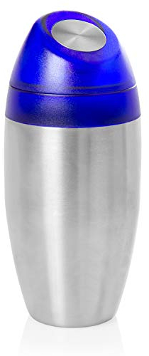 Wenco Cocktailshaker mit integriertem Barsieb und Deckel, Füllvolumen: 0,5 Liter, Rostfreier Edelstahl/Kunststoff, Silber/Blau, 516044