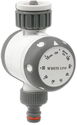 BRADAS - WHITE LINE WL-3131, Timer meccanico Irrigazione 1-120 minuti, Temporizzatore manuale Programmatore Irrigatori Orto e Giardino, Attacco rubinetto filettatura interna 1 e riduzione da 3/4