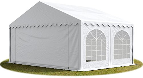 Festzelt Partyzelt 5x5 m Premium, hochwertige PVC Plane 750 N in weiß 100% wasserdicht mit Bodenrahmen