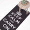 Homescapes Webteppich Keep Calm and Carry On schwarz-weiß 60x100 cm, Baumwollteppich handgewebt mit Fransen, handbedruckt mit Spruch & Krone