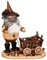 Drechselwerkstatt Uhlig DWU | Handgefertigter Waldwichtel | Traditionelles Räuchermännchen aus dem Erzgebirge | Weihnachtsdeko | 26 cm | mit Wagen