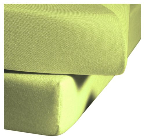 fleuresse Jenny C klassisches Jersey-Spannlaken, 100% Baumwolle, mit praktischem Rundumgummi, Fb. Apfelgrün, Größe 200 x 200 cm, auch passend für 180/190 x 200