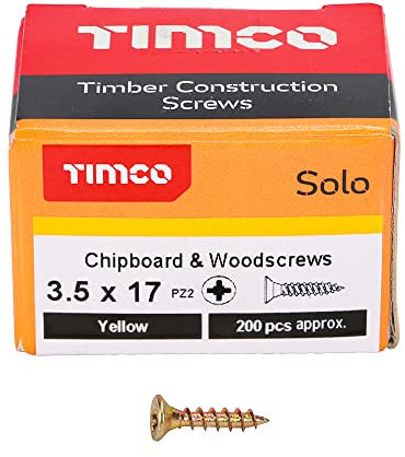 TIMCO Solo Chipboard & Woodscrews - Gold - 3.5 x 17 - Box of 200