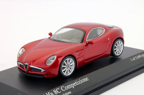 MINICHAMPS 640120520 - Alfa Romeo 8C Competizione, Maßstab: 1:64, metallic rot